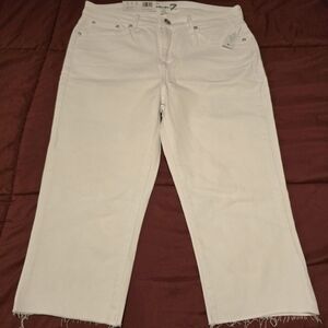 Seven7 Womens Breezy Crop High Rise Skimmer Cropped Raw Hem Jeans‎ White Size 8